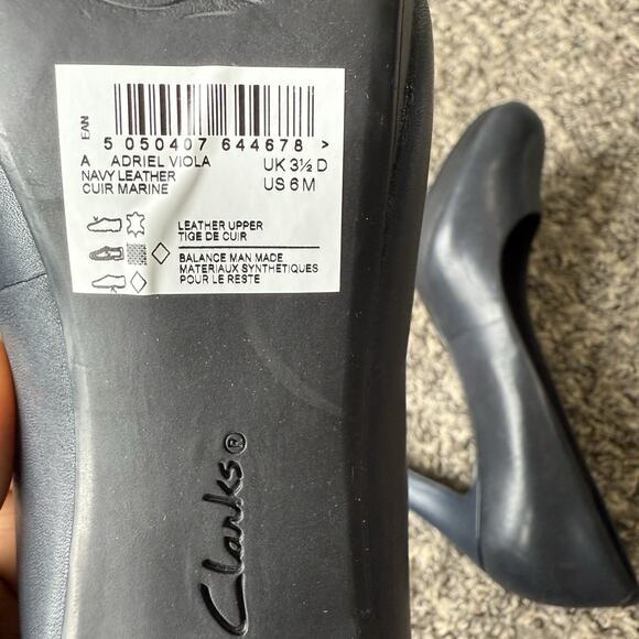Clarks Women's Adriel Viola Leather Dress Pump Shoe Navy Blue Side 6 NEW Read - Picture 10 of 10